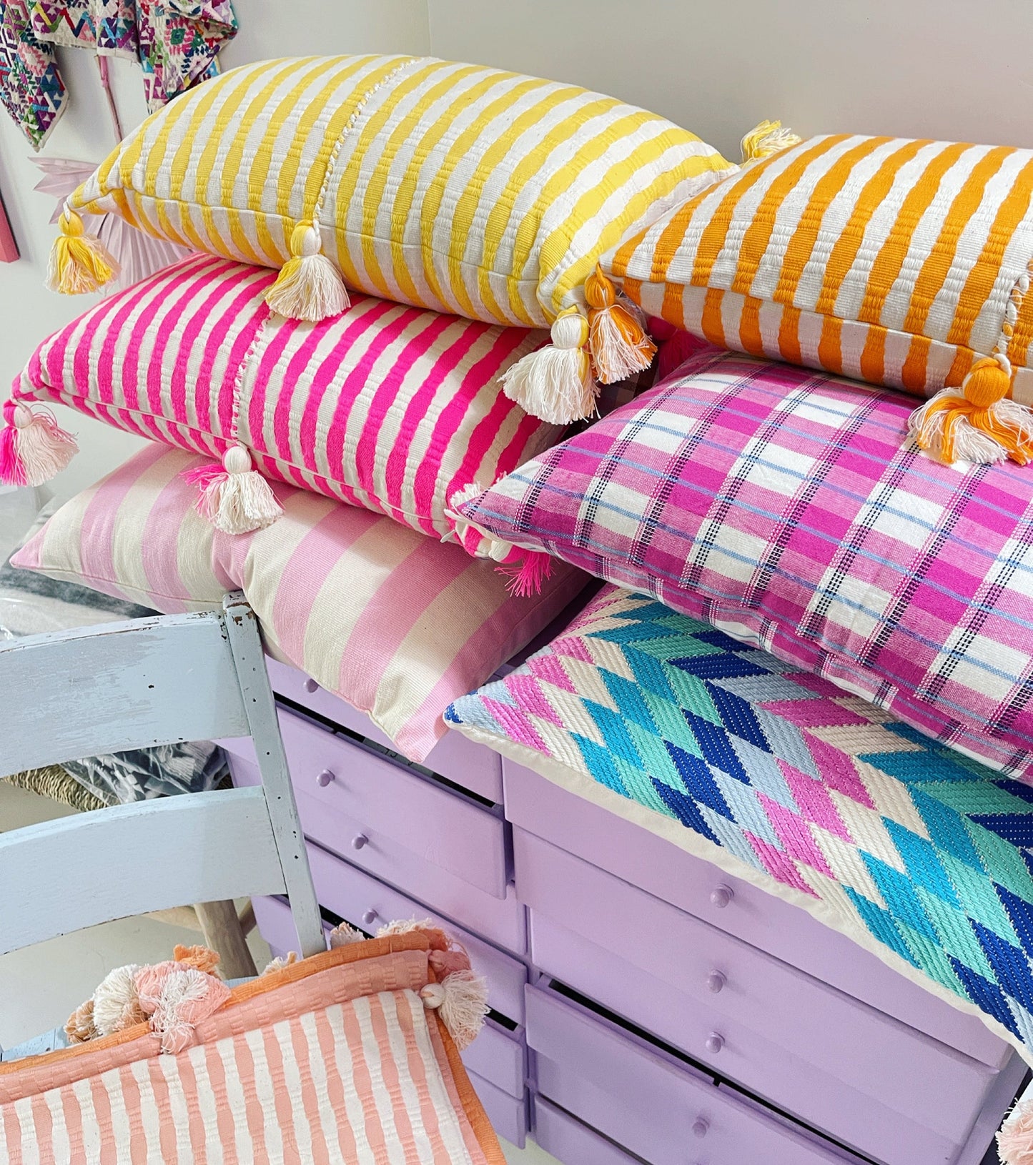 Antigua Pillow - Bright Yellow Stripe