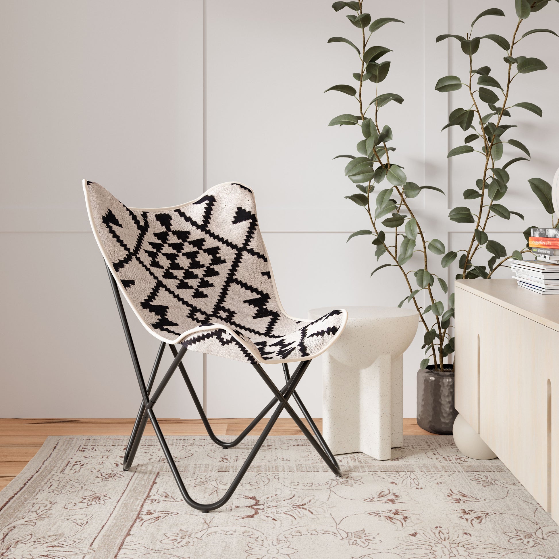 Rabat Accent Chair Beige & Black - Disselt Designs