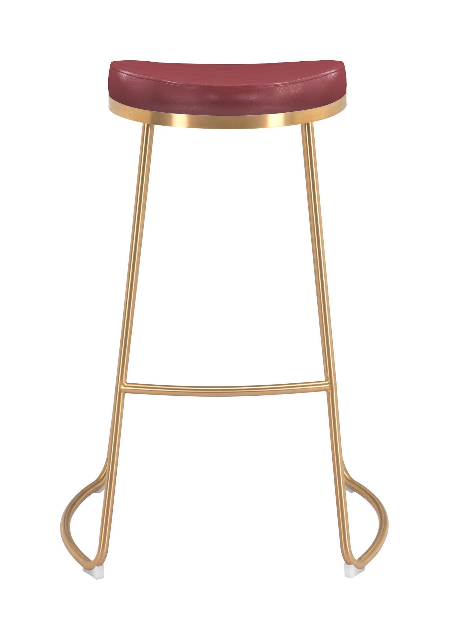 Bree Barstool (Set of 2) Burgundy & Gold - Disselt Designs