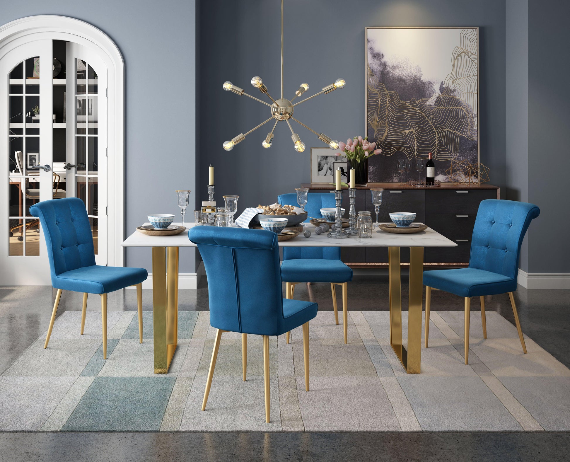 Atlas Dining Table White & Gold - Disselt Designs