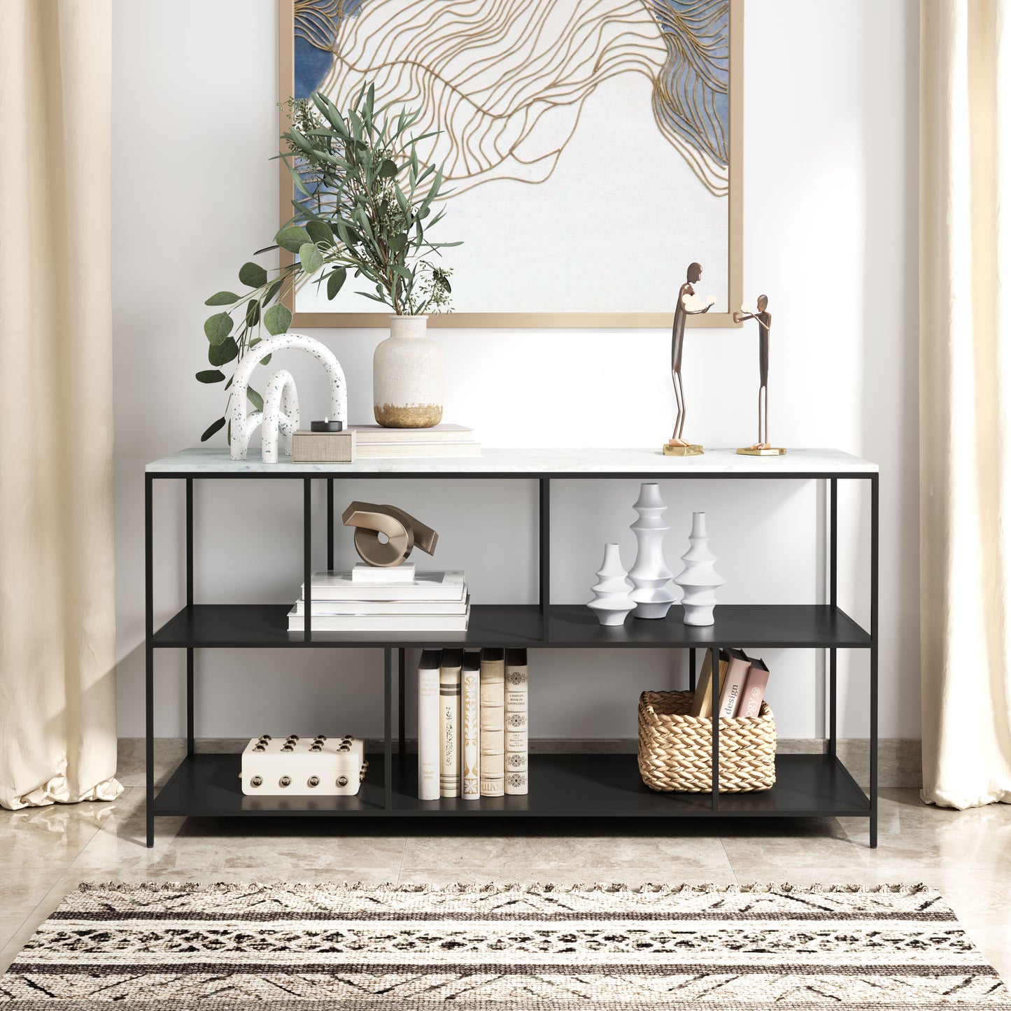 Singularity Console Table White & Black - Disselt Designs