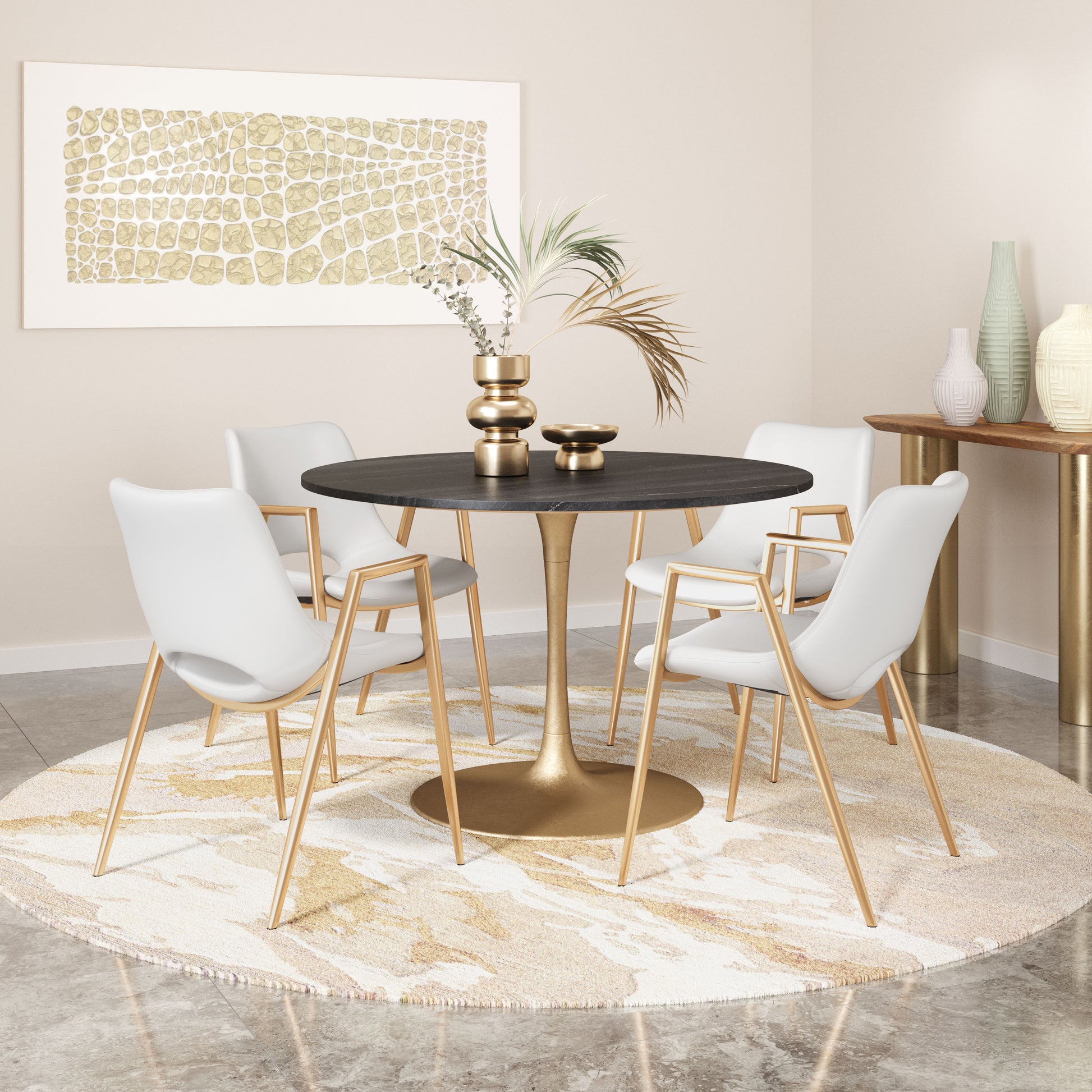 Desi Dining Chair (Set of 2) White & Gold - Disselt Designs