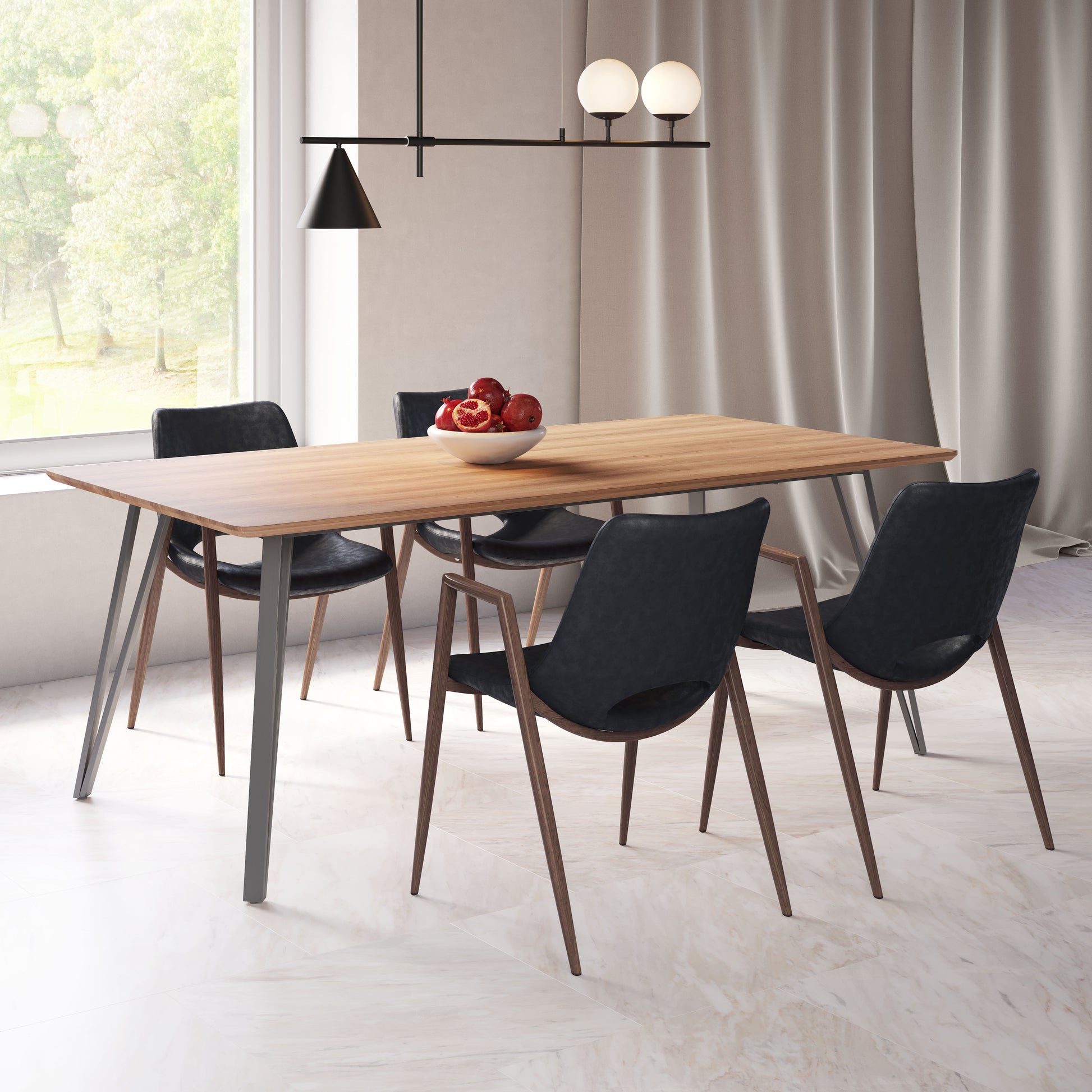Desi Dining Chair (Set of 2) Black & Walnut - Disselt Designs
