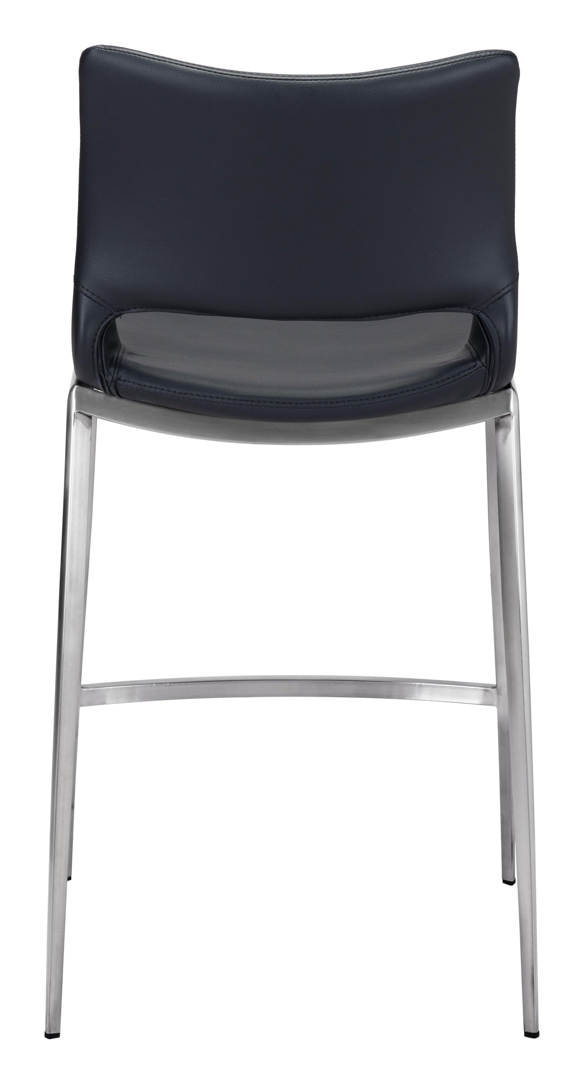 Ace Counter Stool (Set of 2) Black & Silver - Disselt Designs
