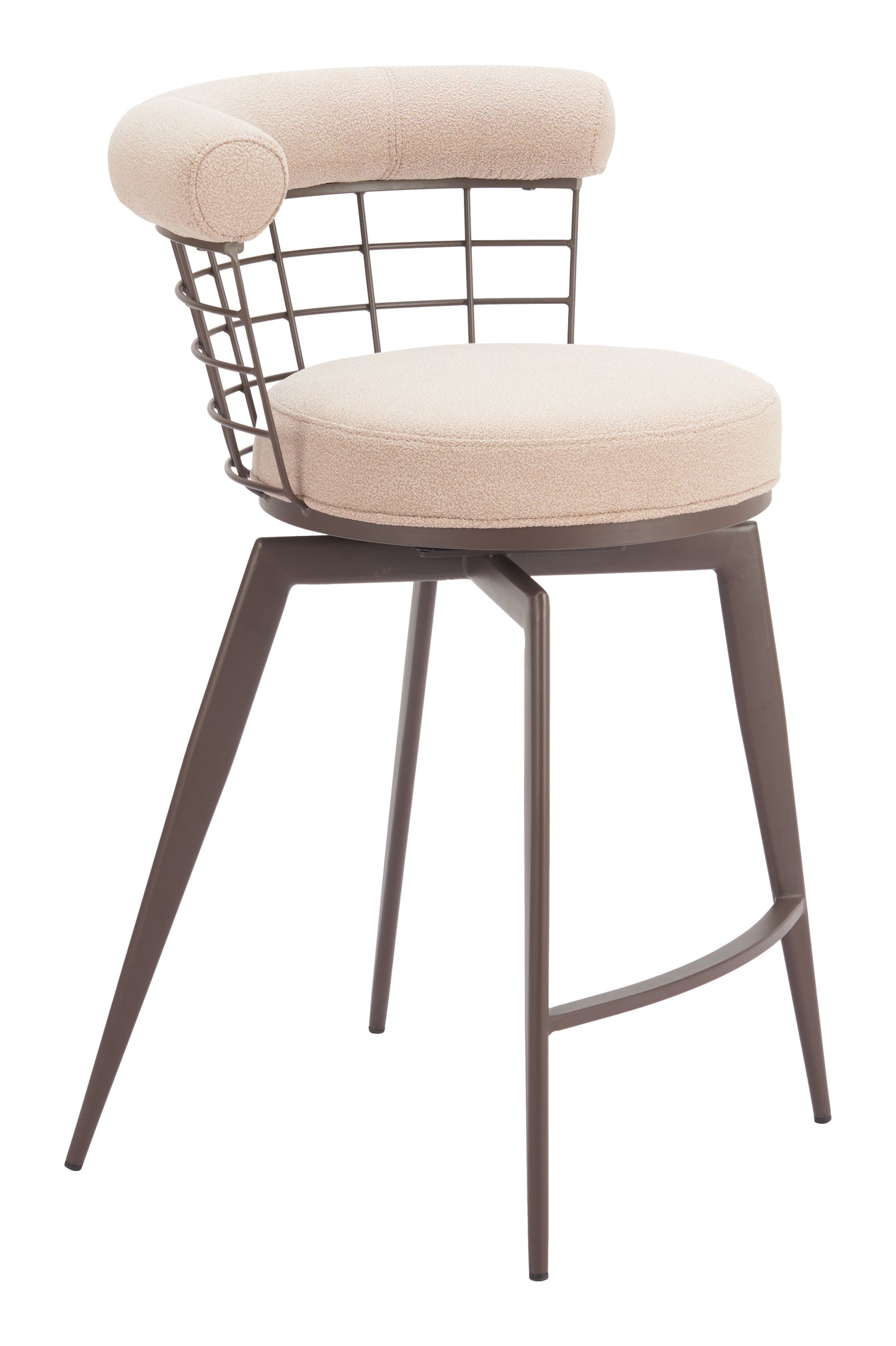 Saku Swivel Counter Stool Beige & Brown - Disselt Designs