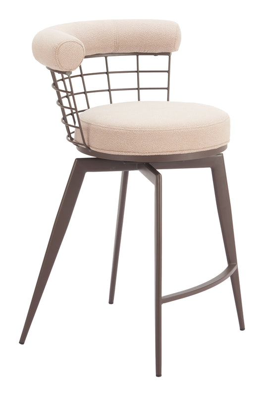 Saku Swivel Counter Stool Beige & Brown - Disselt Designs
