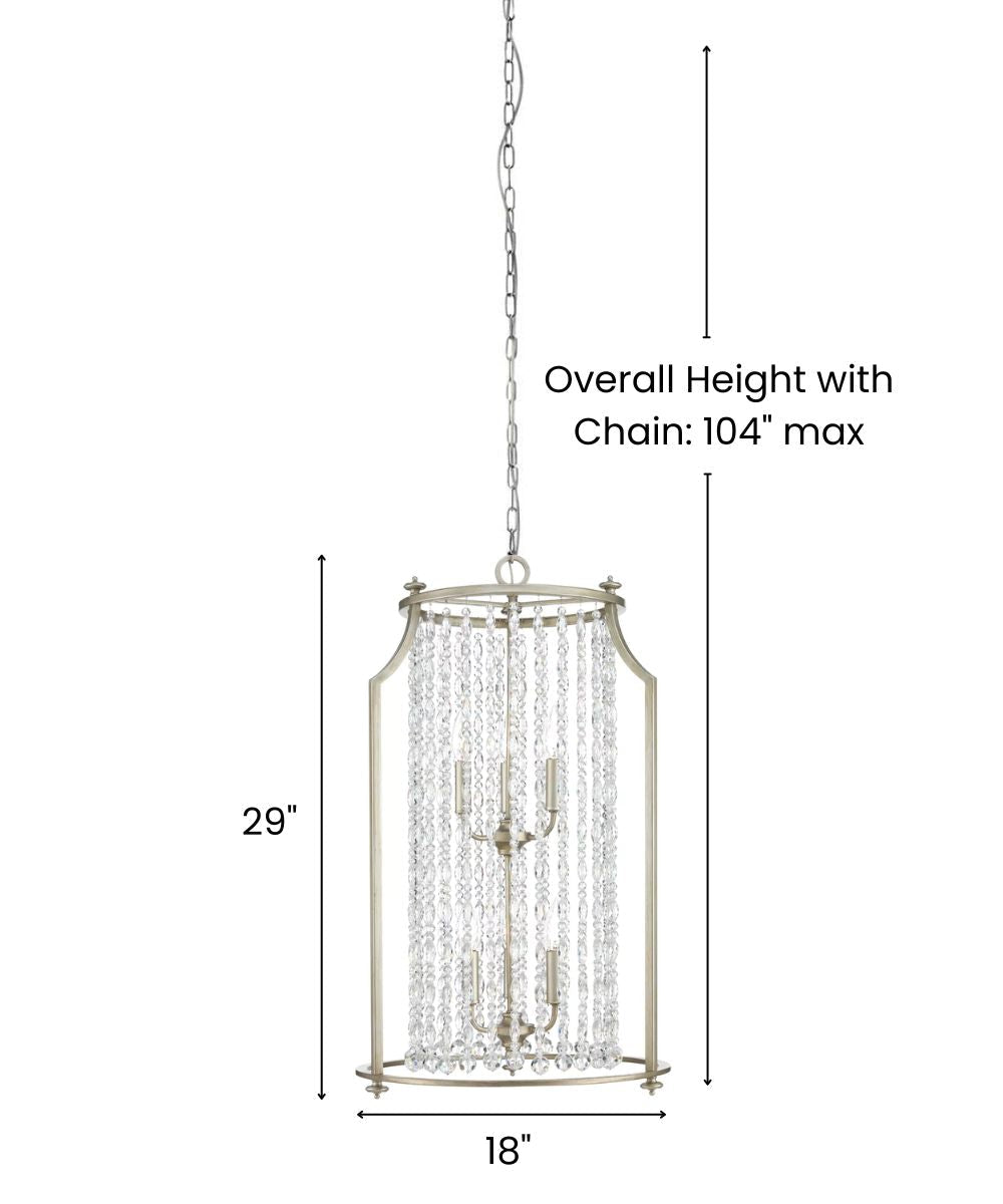 Desiree 6-Light 18"w Pendant Foyer Hanging Light Fixture Silver Ridge Grey Finish by Progress