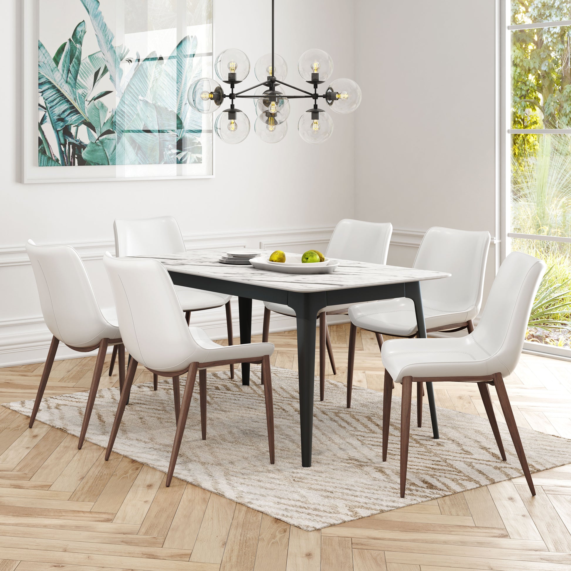 Magnus Dining Chair (Set of 2) White & Walnut - Disselt Designs