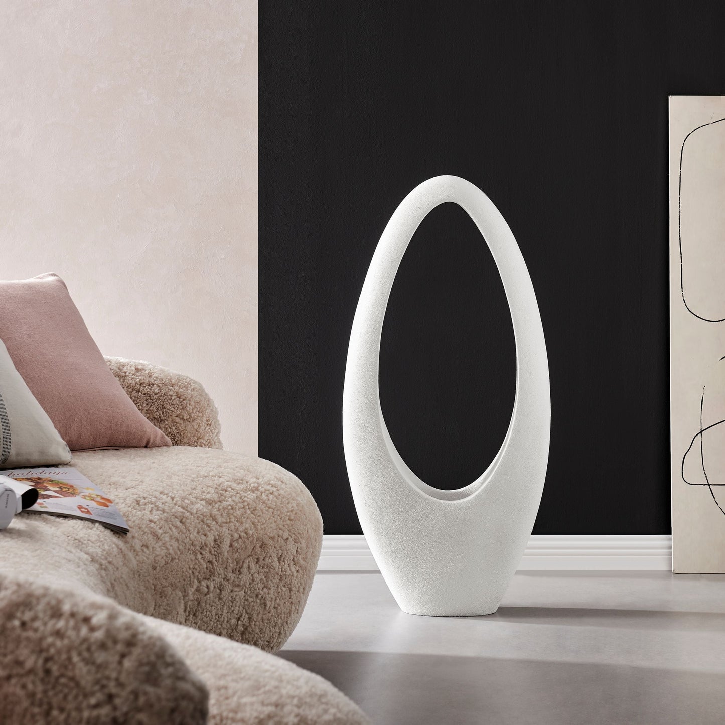 Mandolin Large Floor Vase Sculpture // Frosted White - Disselt Designs