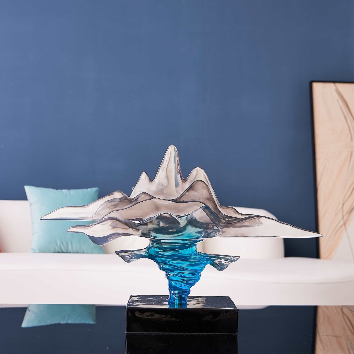Clear Gray & Blue Sculpture - Disselt Designs