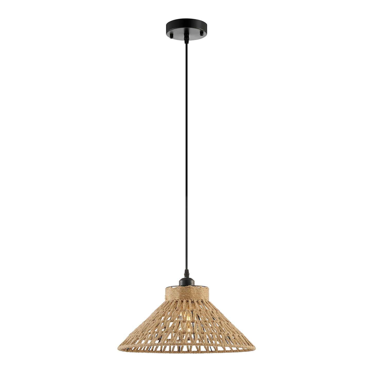 Iron and Ropes 1 Light 15" Diam Pendant // Black and Beige - Disselt Designs