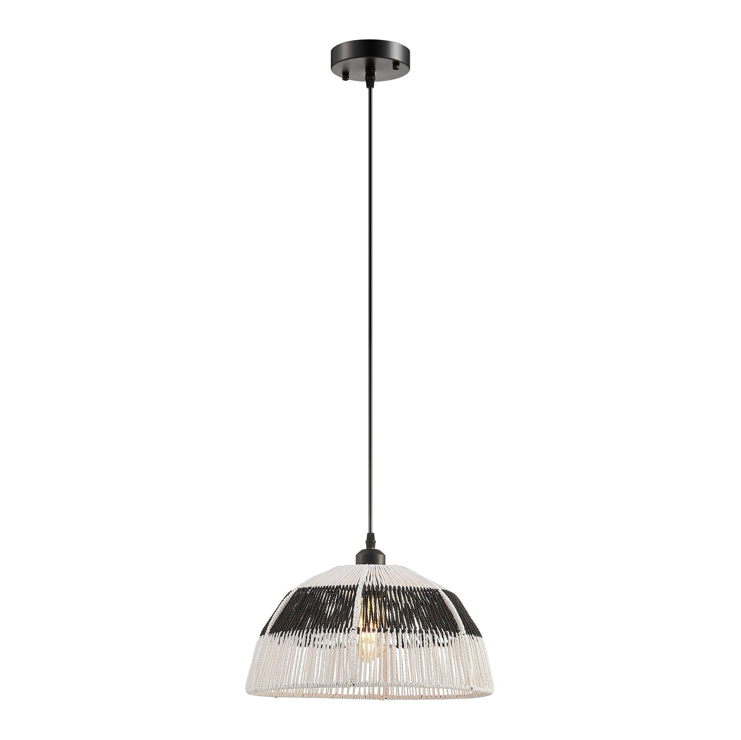 Iron and Ropes 1 Light 14" Diam Pendant // Black and Cream - Disselt Designs