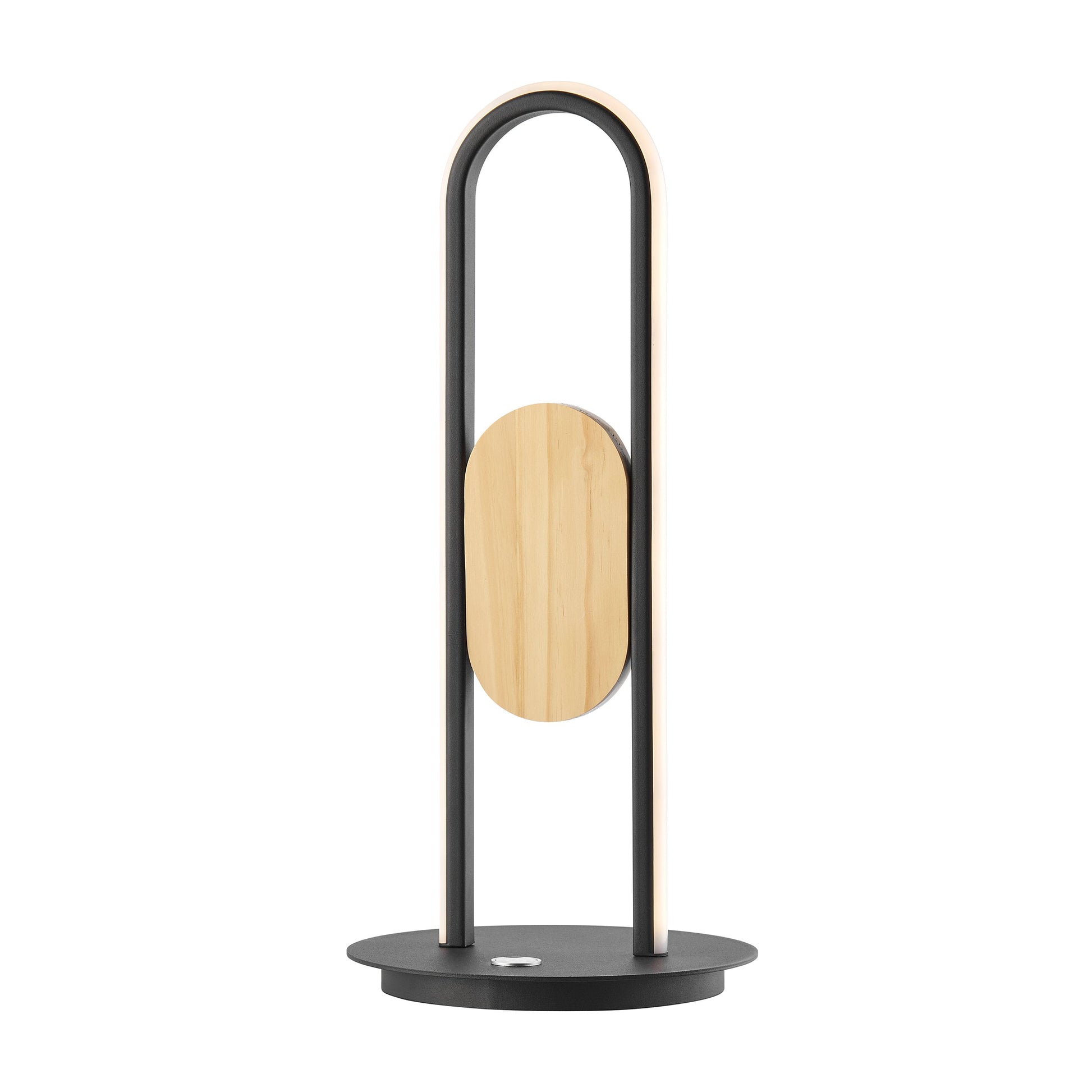 Table Lamp Satin Black & Wood - Disselt Designs