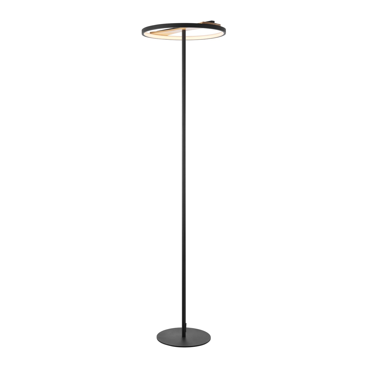 Floor Lamp Satin Black Iron & Wood - Disselt Designs