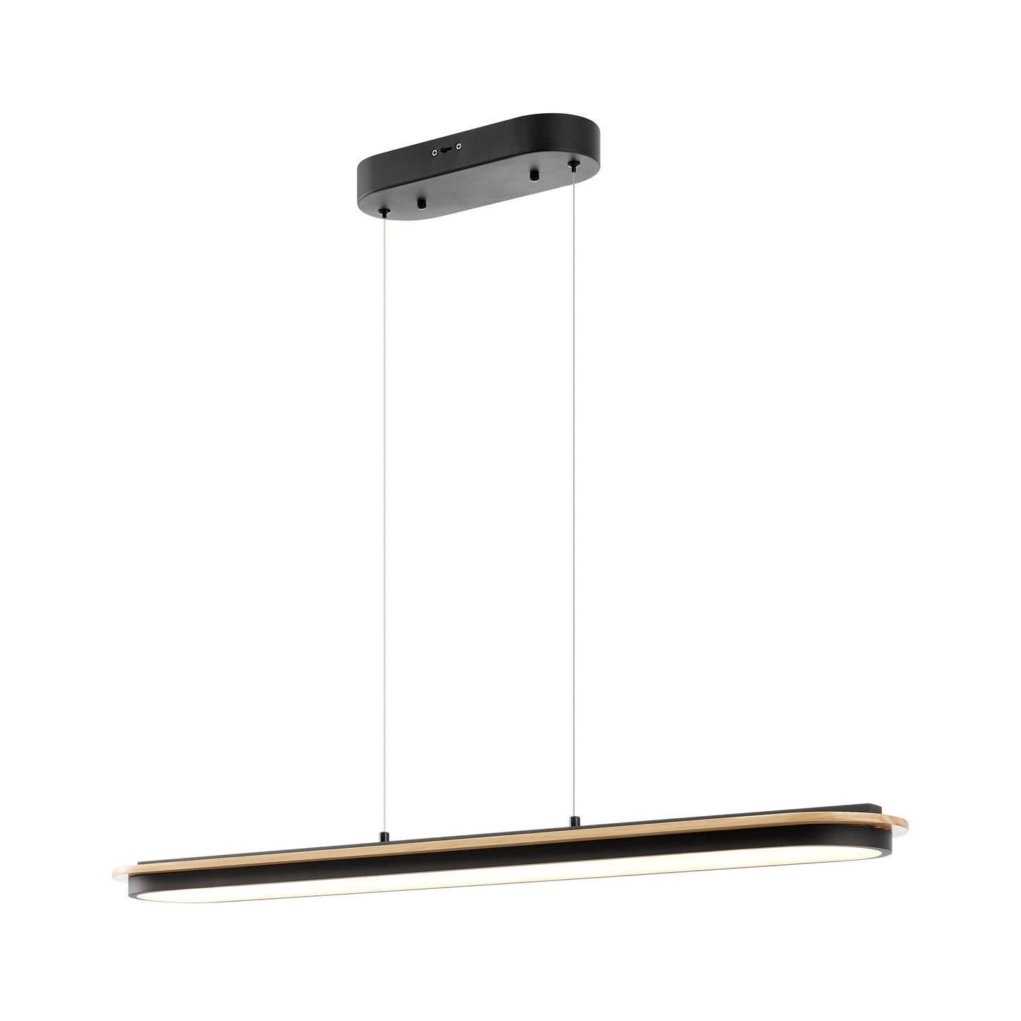 Chandelier Curved Linear Satin Black & Wood - Disselt Designs