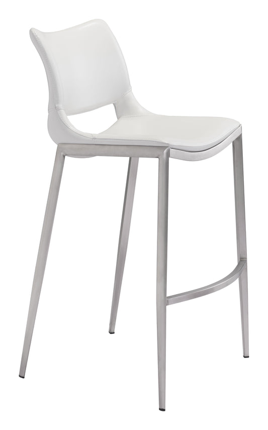 Ace Barstool (Set of 2) White & Silver - Disselt Designs