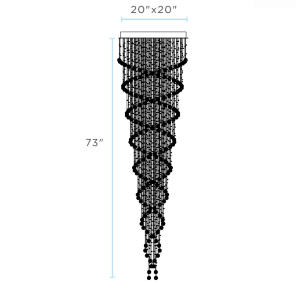Crystal Chandelier Double Helix// 7 Light, 73" Hanging Length - Disselt Designs