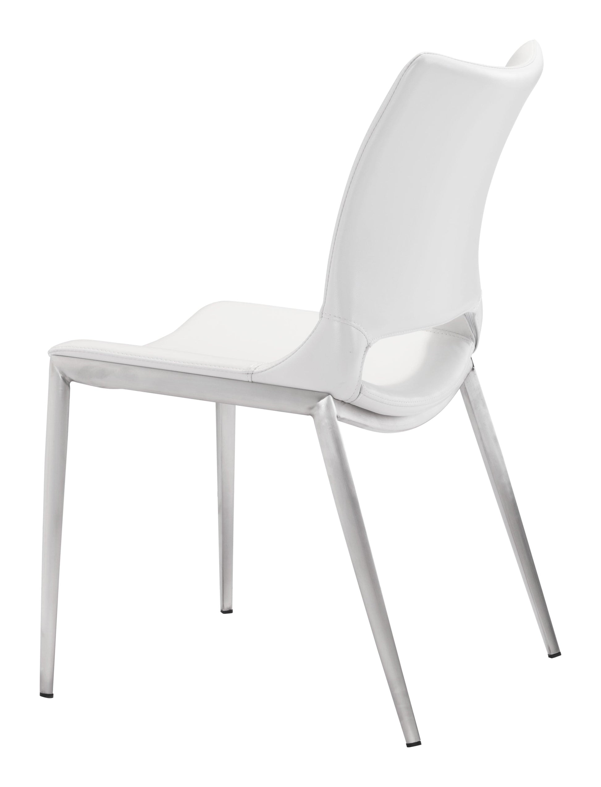Ace Dining Chair (Set of 2) White & Silver - Disselt Designs