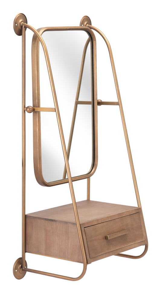 Peralta Mirror Shelf Brass & Brown - Disselt Designs