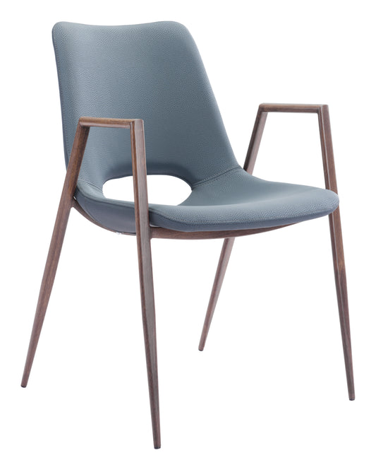 Desi Dining Chair (Set of 2) Azure Gray & Walnut - Disselt Designs