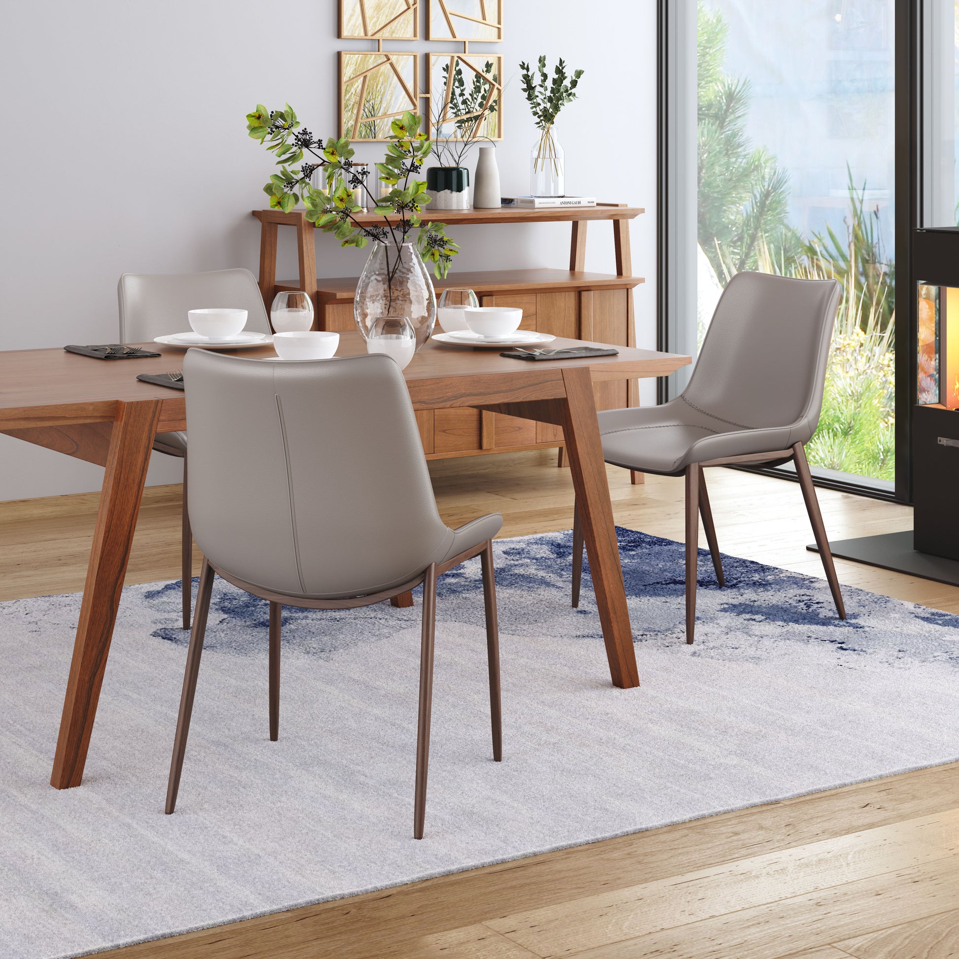 Magnus Dining Chair (Set of 2) Brown & Walnut - Disselt Designs