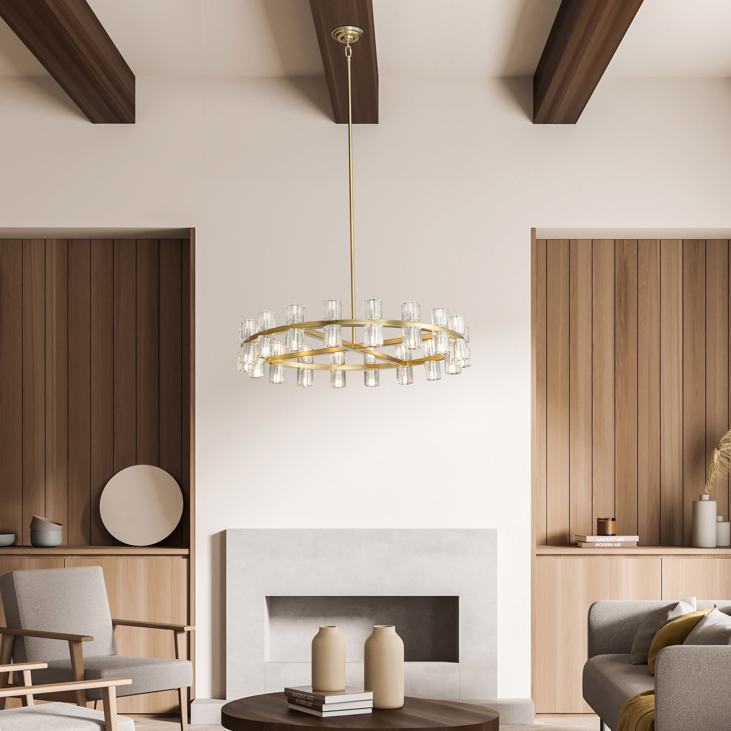Anderson 36"D Chandelier // Crystal and Gold - Disselt Designs