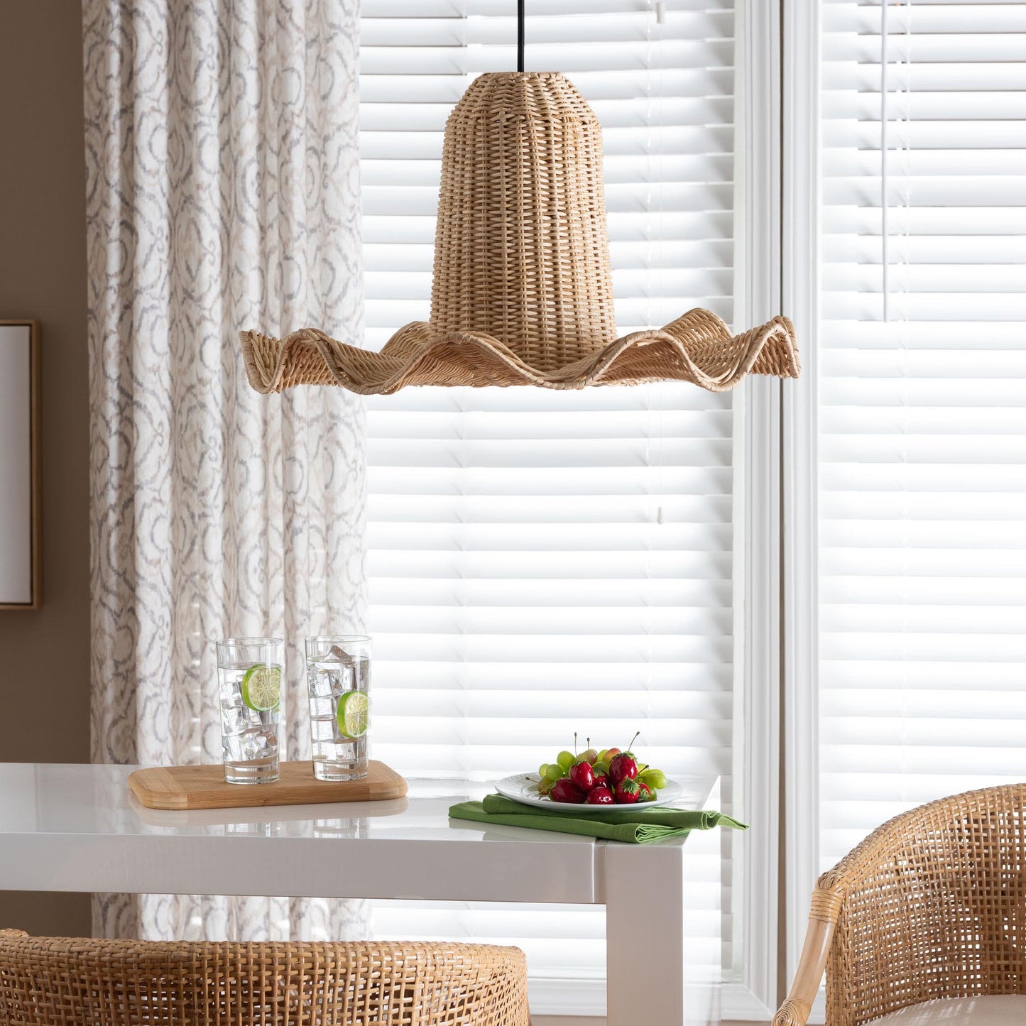 LAVADA | bali & pari Bohemian Natural Scalloped Rattan Pendant Lampshade