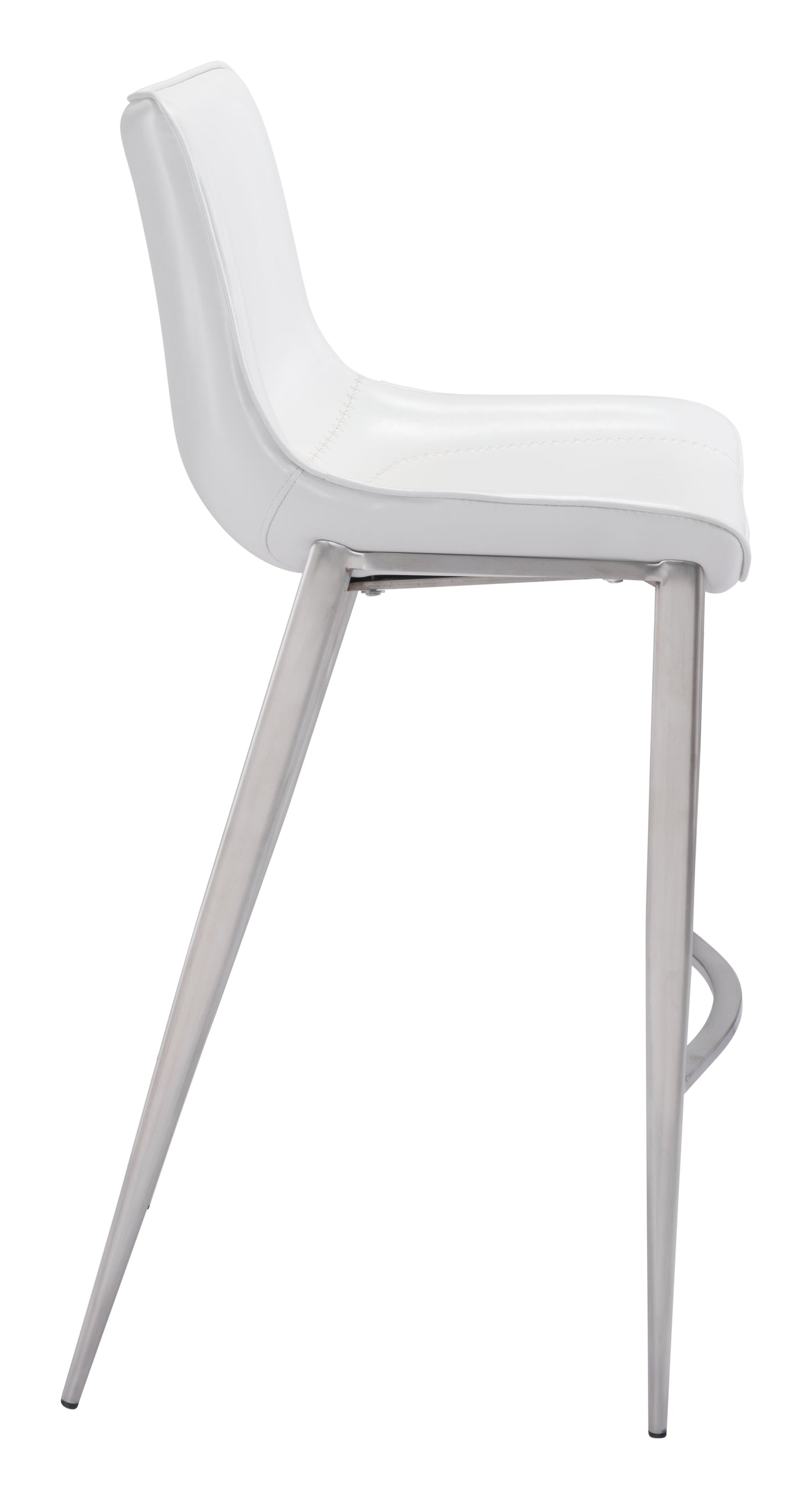 Magnus Barstool (Set of 2) White & Silver - Disselt Designs