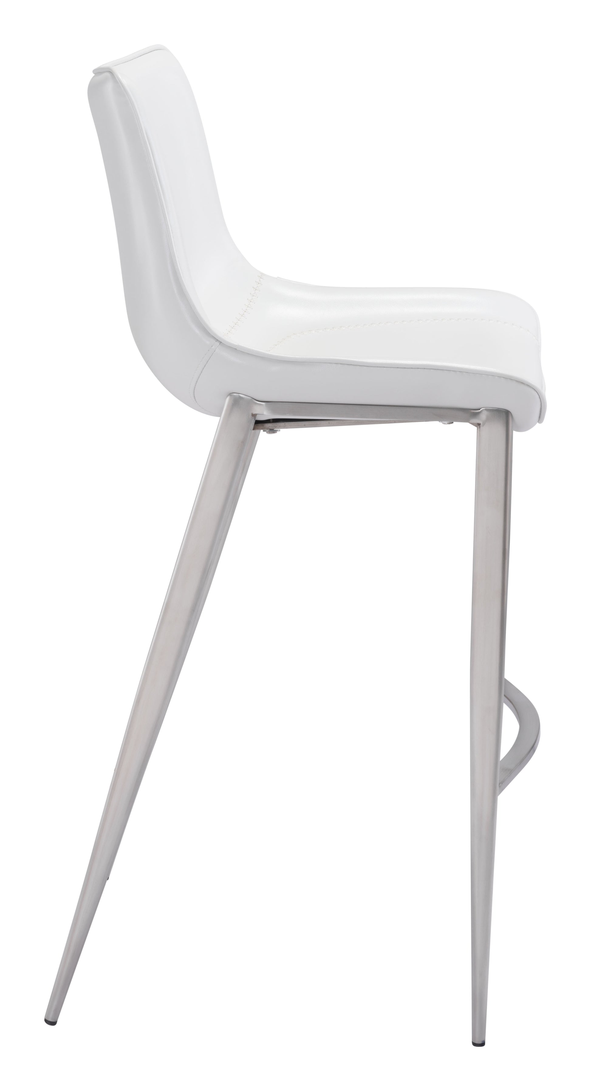 Magnus Barstool (Set of 2) White & Silver - Disselt Designs