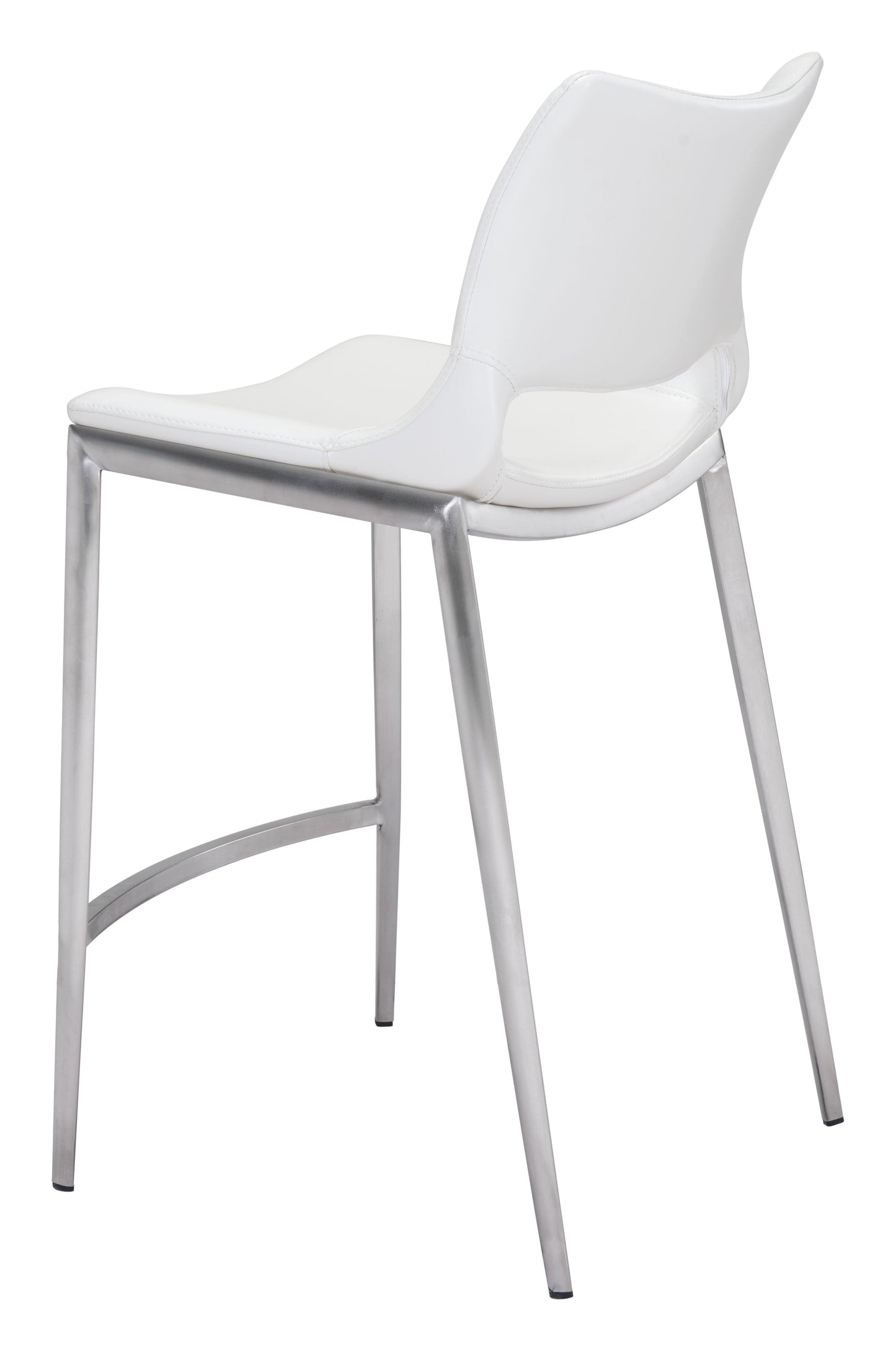 Ace Counter Stool (Set of 2) White & Silver - Disselt Designs