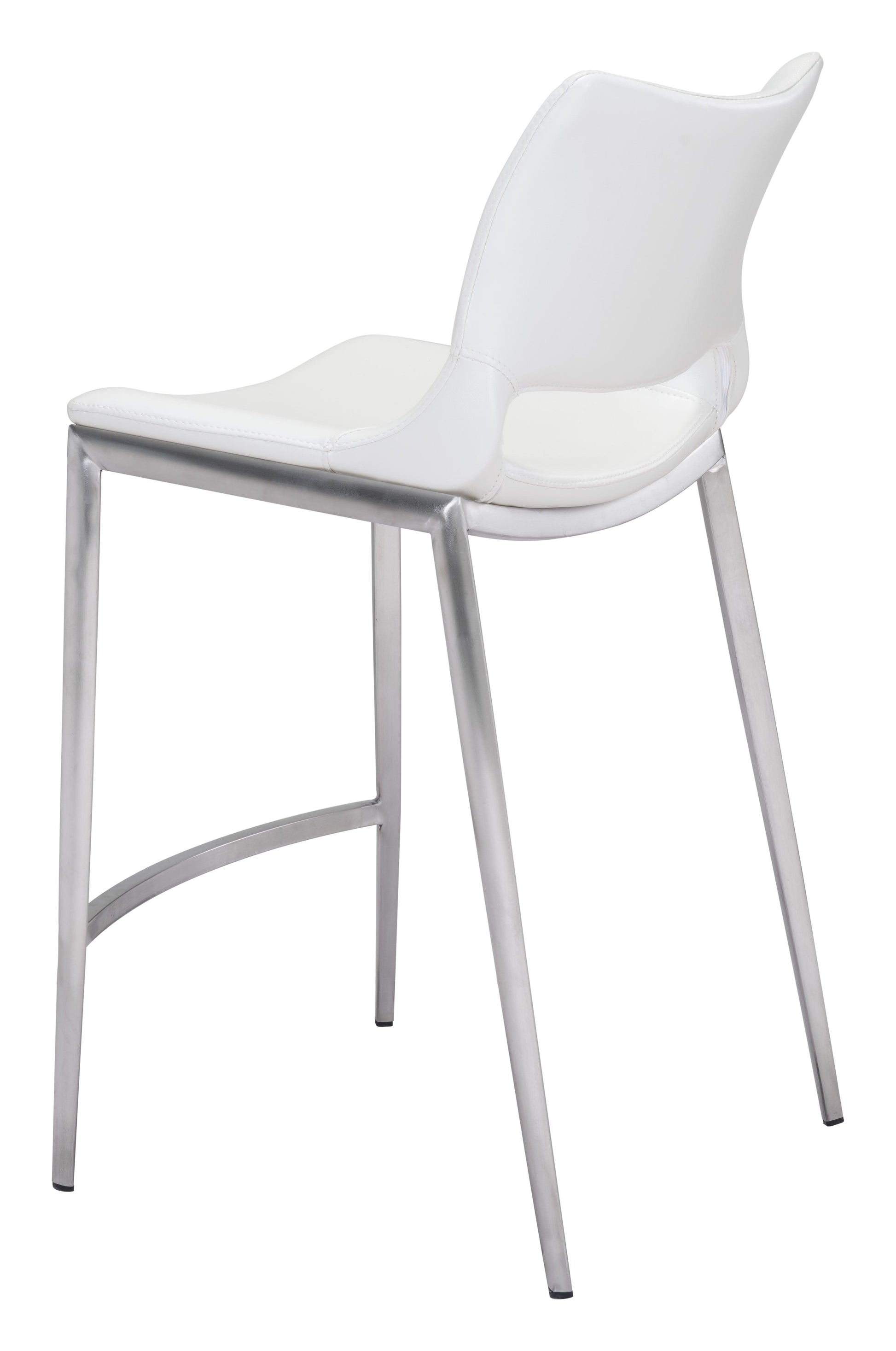 Ace Counter Stool (Set of 2) White & Silver - Disselt Designs