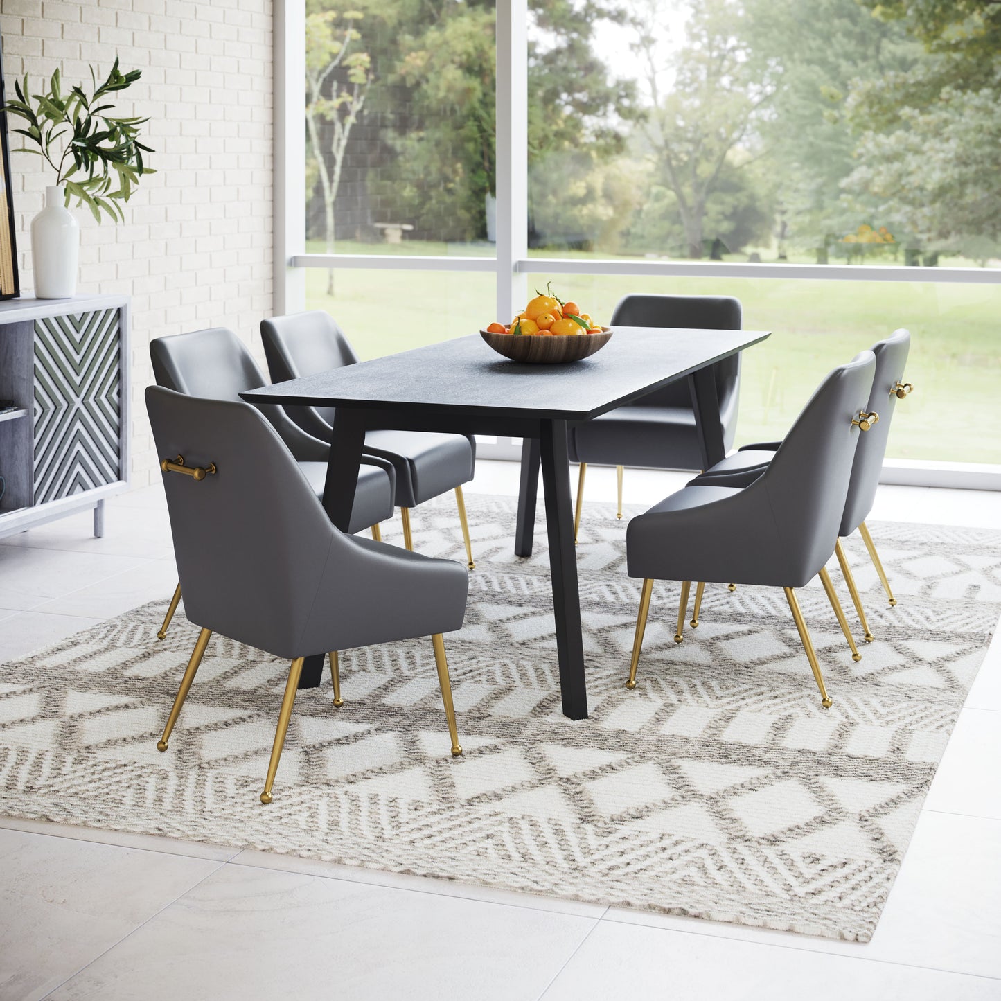 Maxine Dining Chair Gray & Gold - Disselt Designs
