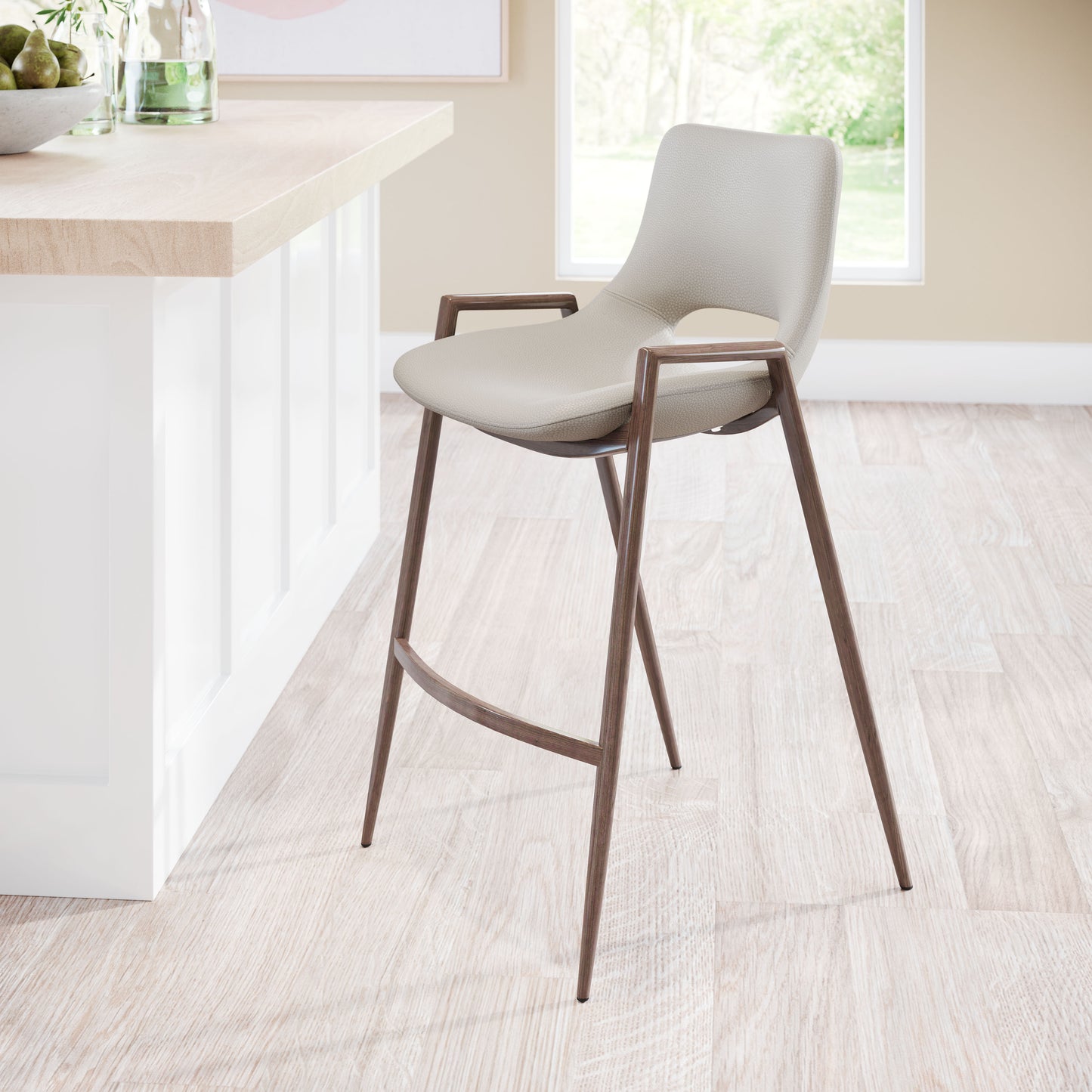 Desi Counter Stool (Set of 2) Beige & Walnut - Disselt Designs