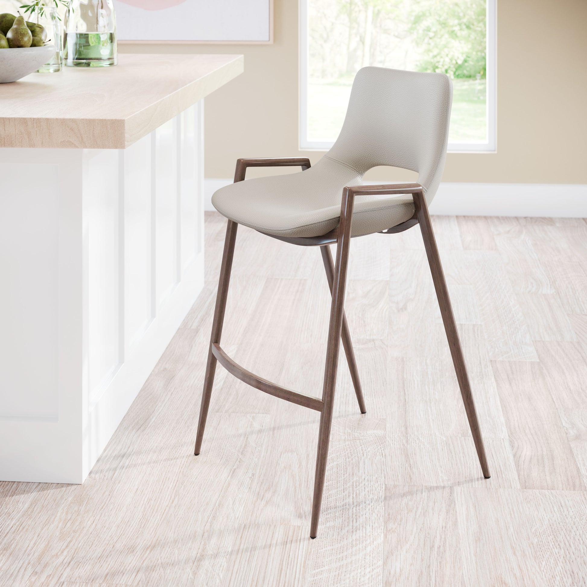 Desi Counter Stool (Set of 2) Beige & Walnut - Disselt Designs