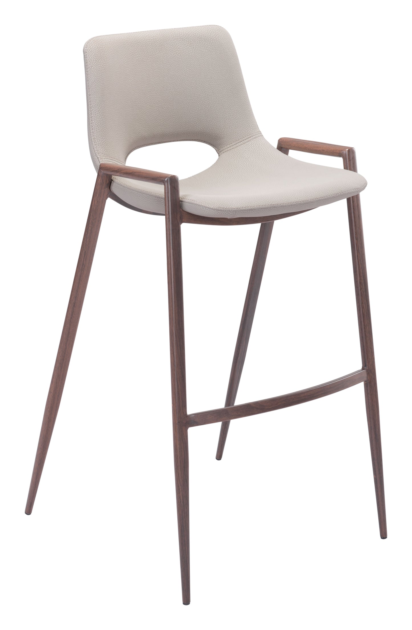 Desi Barstool (Set of 2) Beige & Walnut - Disselt Designs