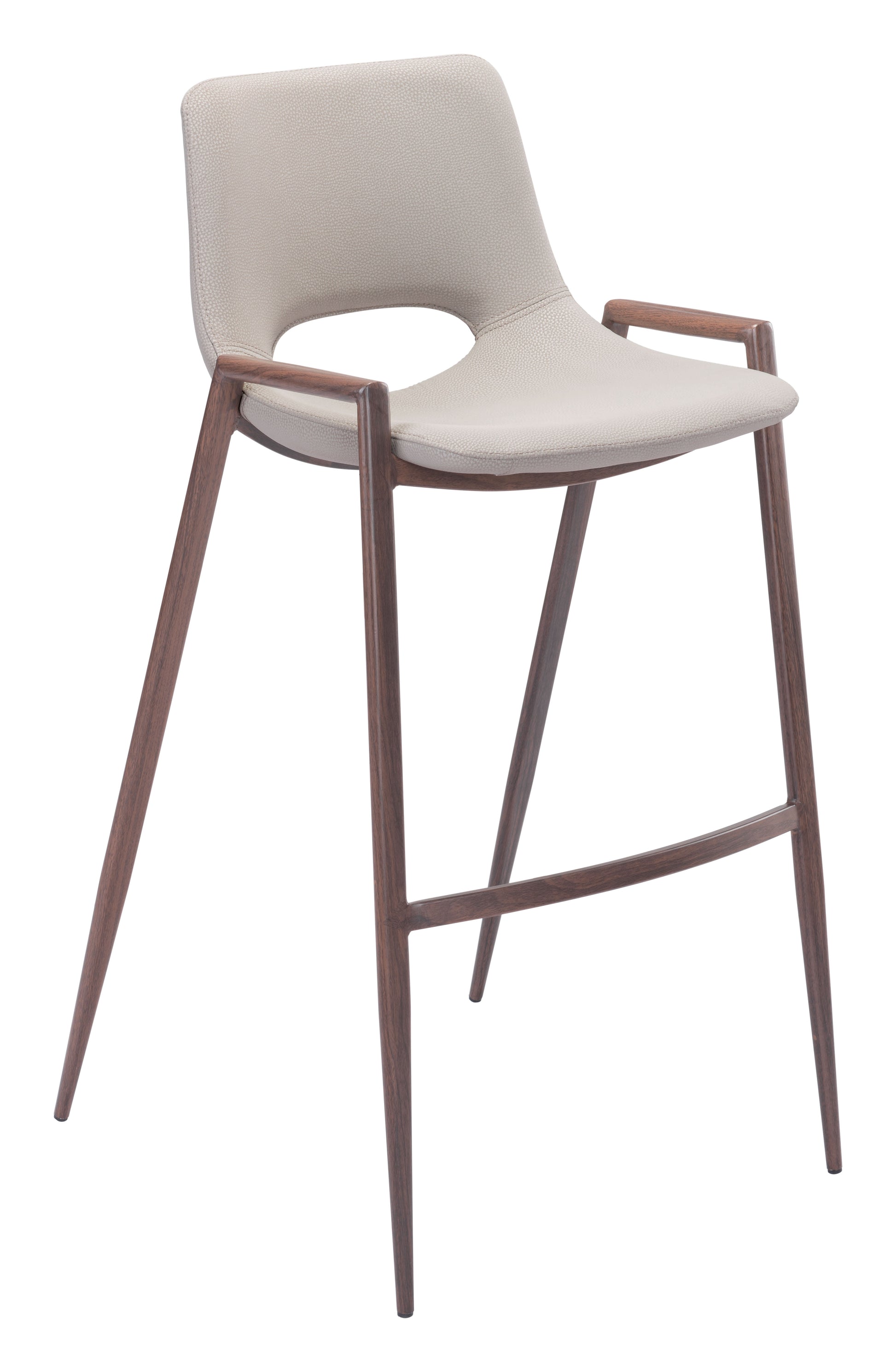 Desi Barstool (Set of 2) Beige & Walnut - Disselt Designs