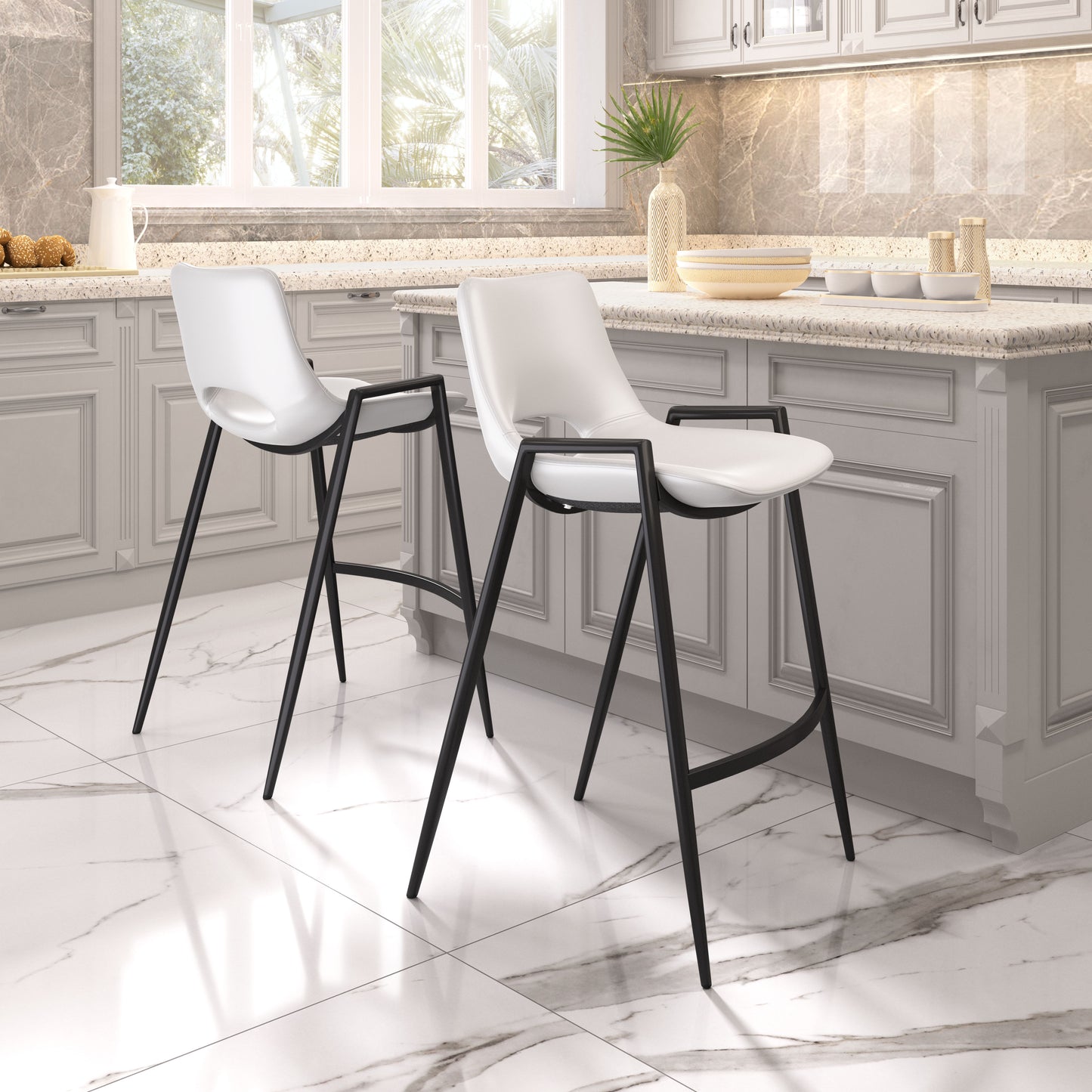 Desi Counter Stool (Set of 2) White - Disselt Designs