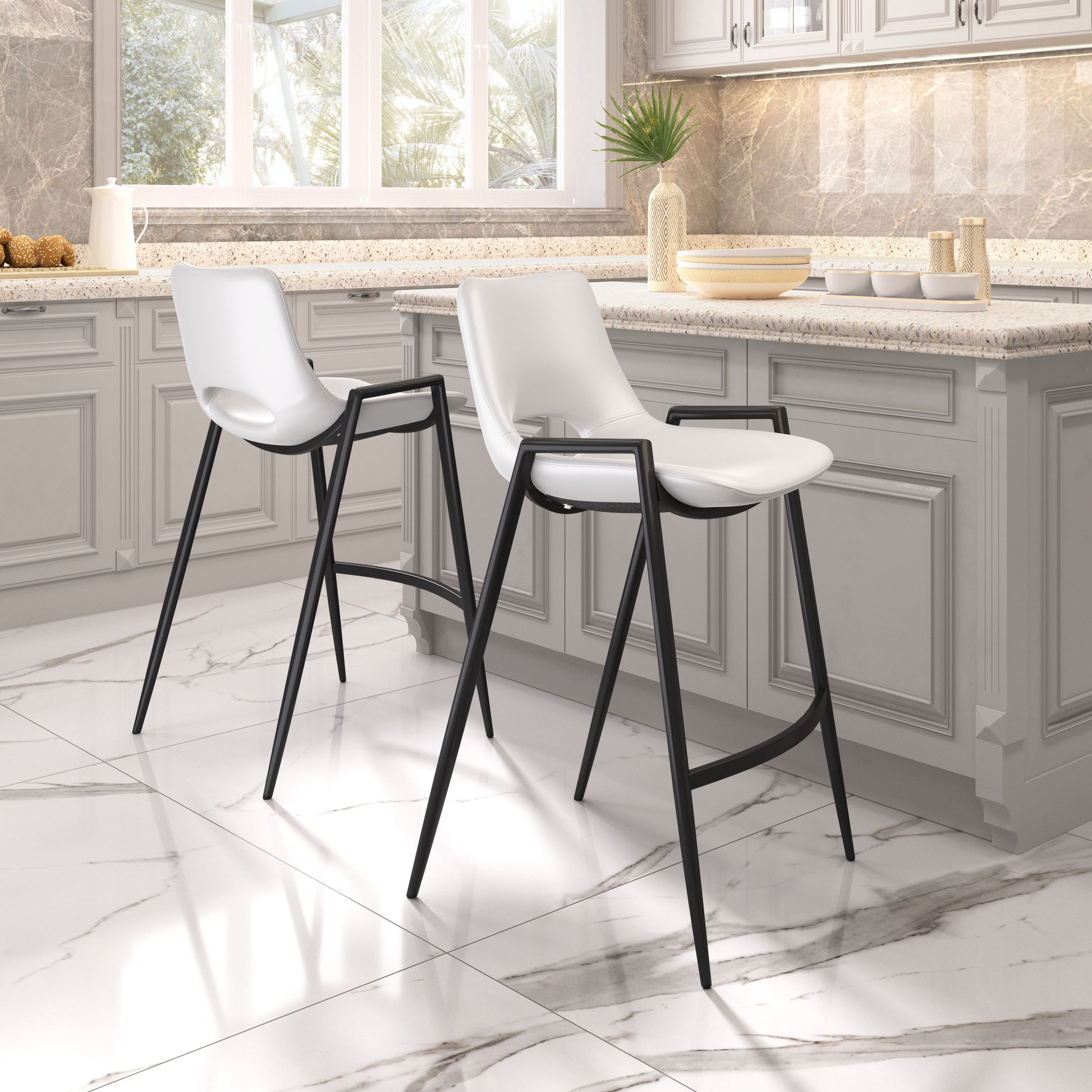 Desi Counter Stool (Set of 2) White - Disselt Designs