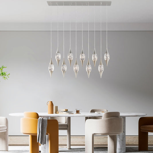 Shinny Teardrops Rectangular Chandelier // Matte Nickel - Disselt Designs