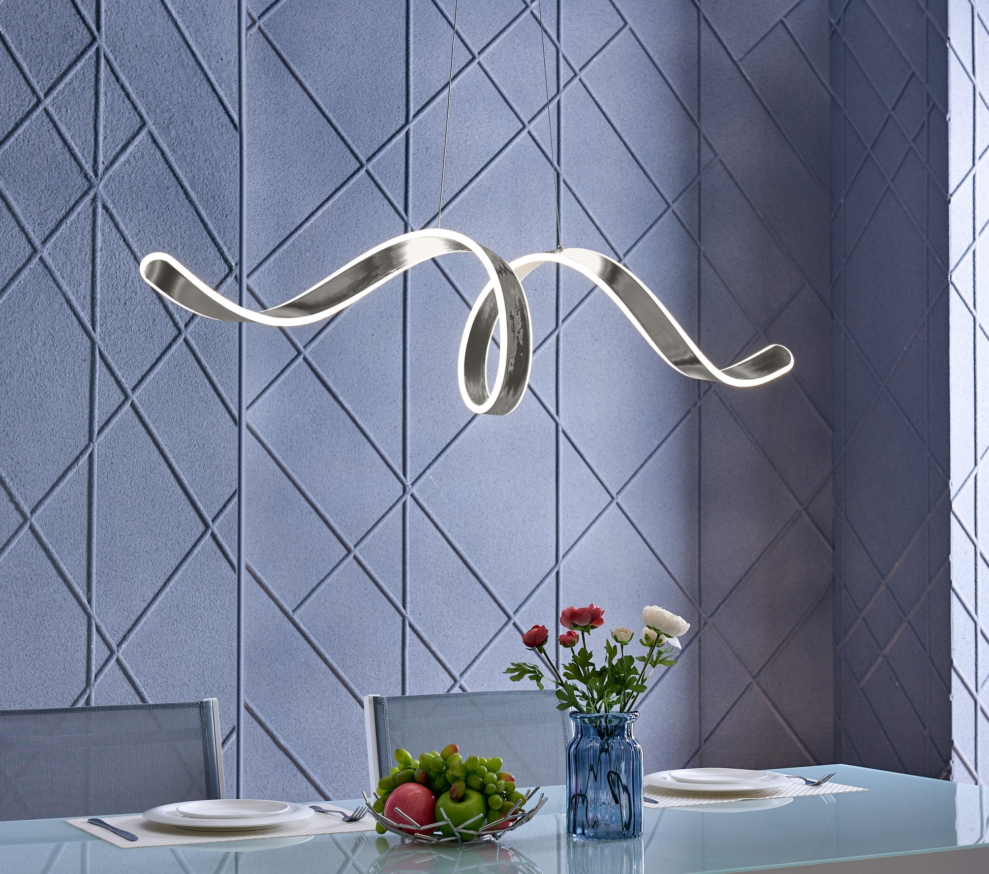 Copenhagen LED Chandelier // Chrome - Disselt Designs