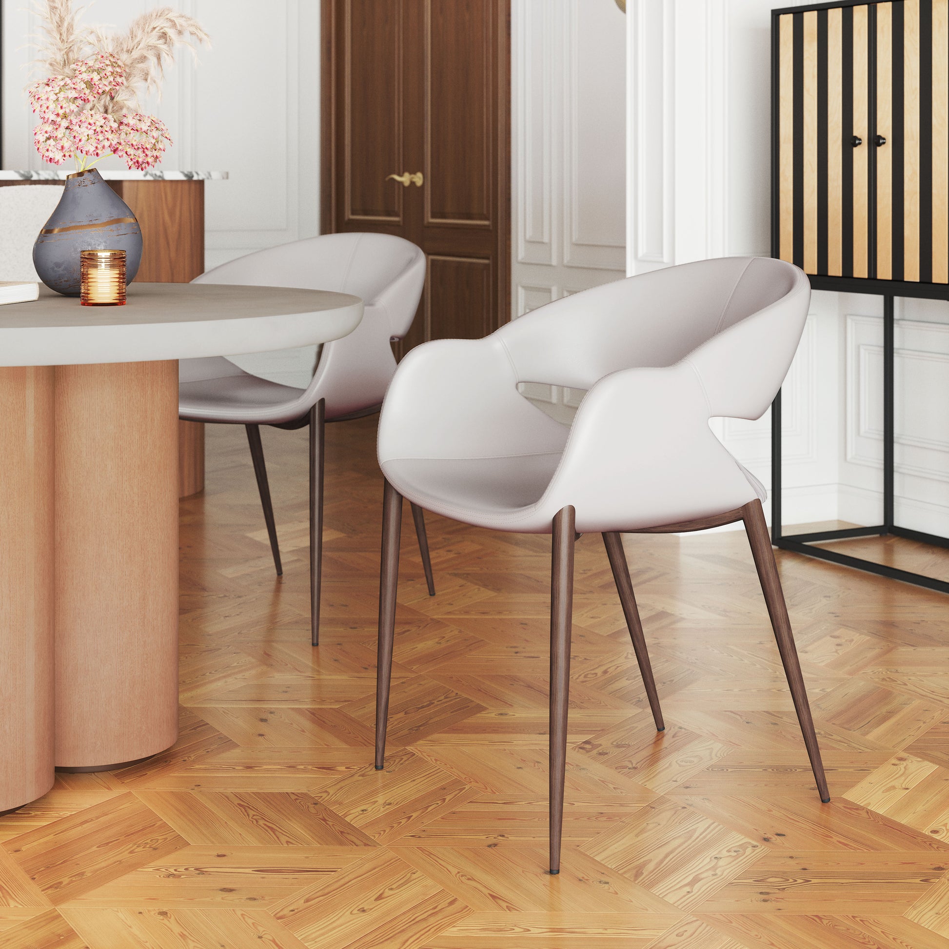 Limay Dining Chair (Set of 2) Beige & Walnut - Disselt Designs