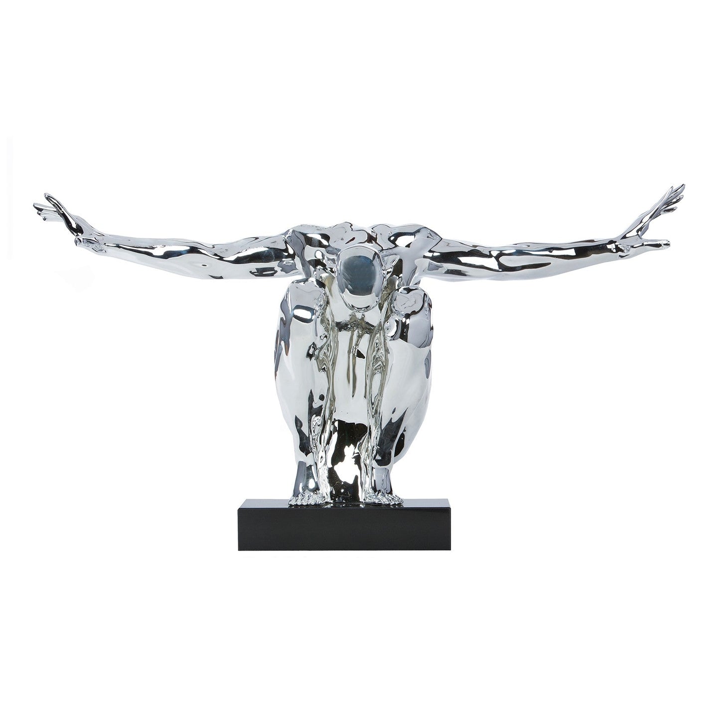 Large Saluting Man Resin Sculpture // Chrome - Disselt Designs