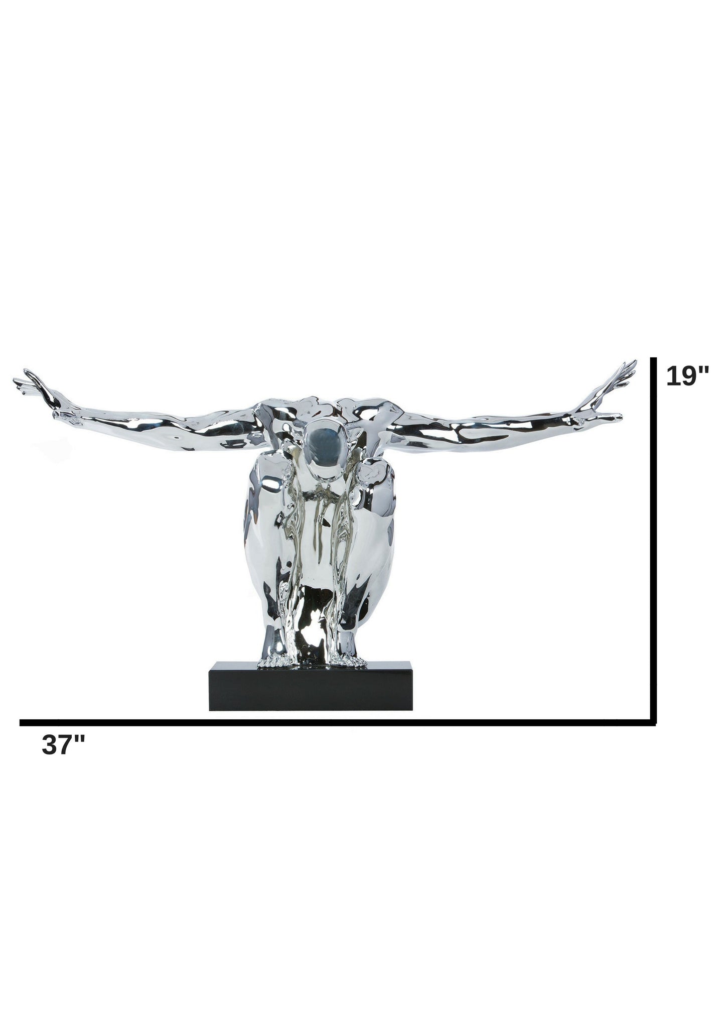 Large Saluting Man Resin Sculpture // Chrome - Disselt Designs