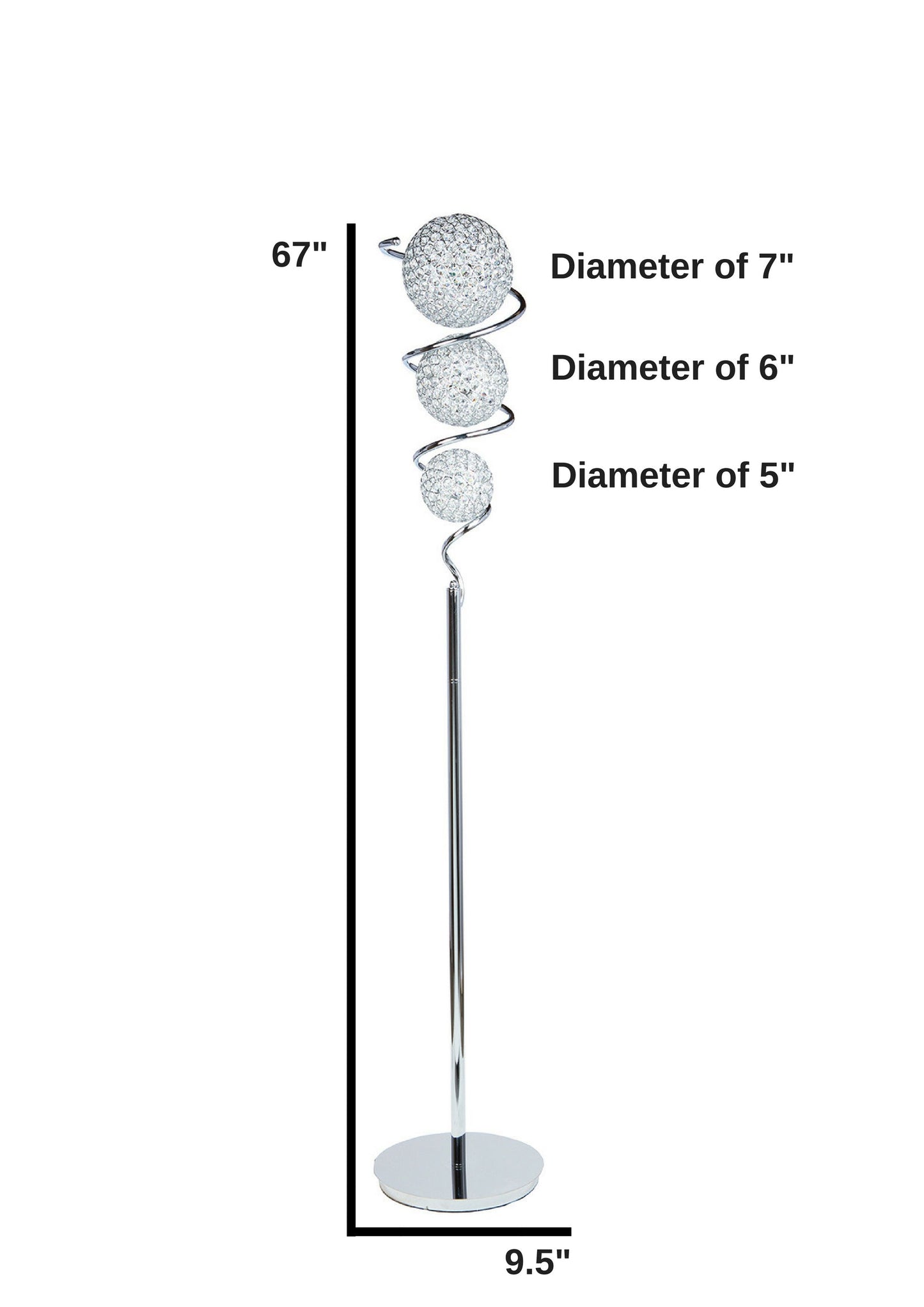 Vertical Crystal Sphere Floor Lamp // 3 Light - Disselt Designs