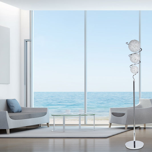 Vertical Crystal Sphere Floor Lamp // 3 Light - Disselt Designs