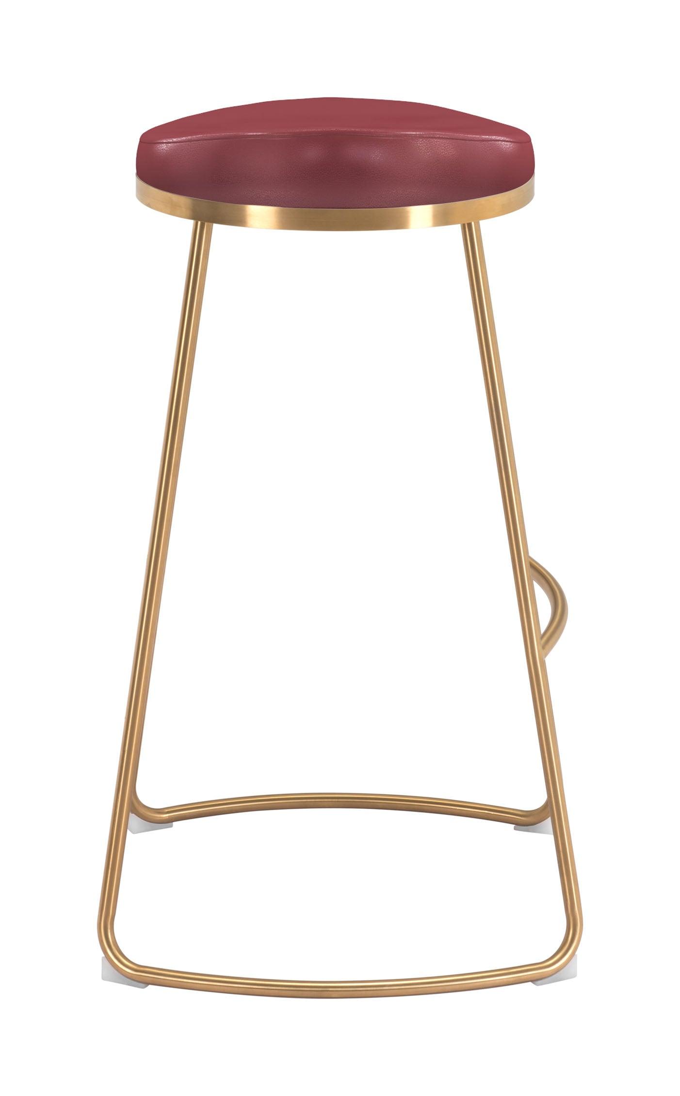 Bree Barstool (Set of 2) Burgundy & Gold - Disselt Designs