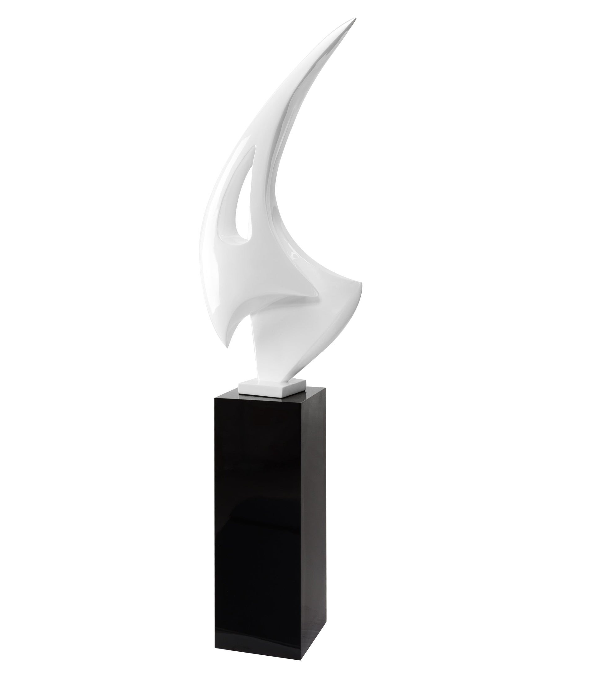 Sail Floor Sculpture With Black Stand 70" Tall // White - Disselt Designs