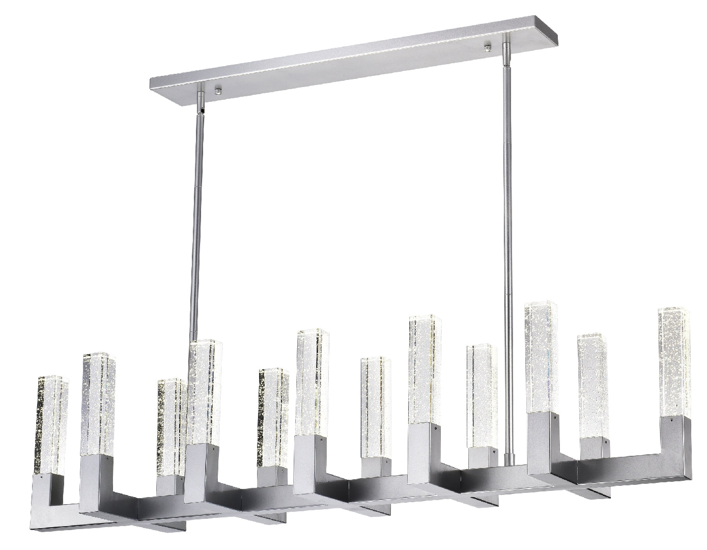 12 Light Rectangular Crystal Dianyi LED Chandelier // Silver - Disselt Designs
