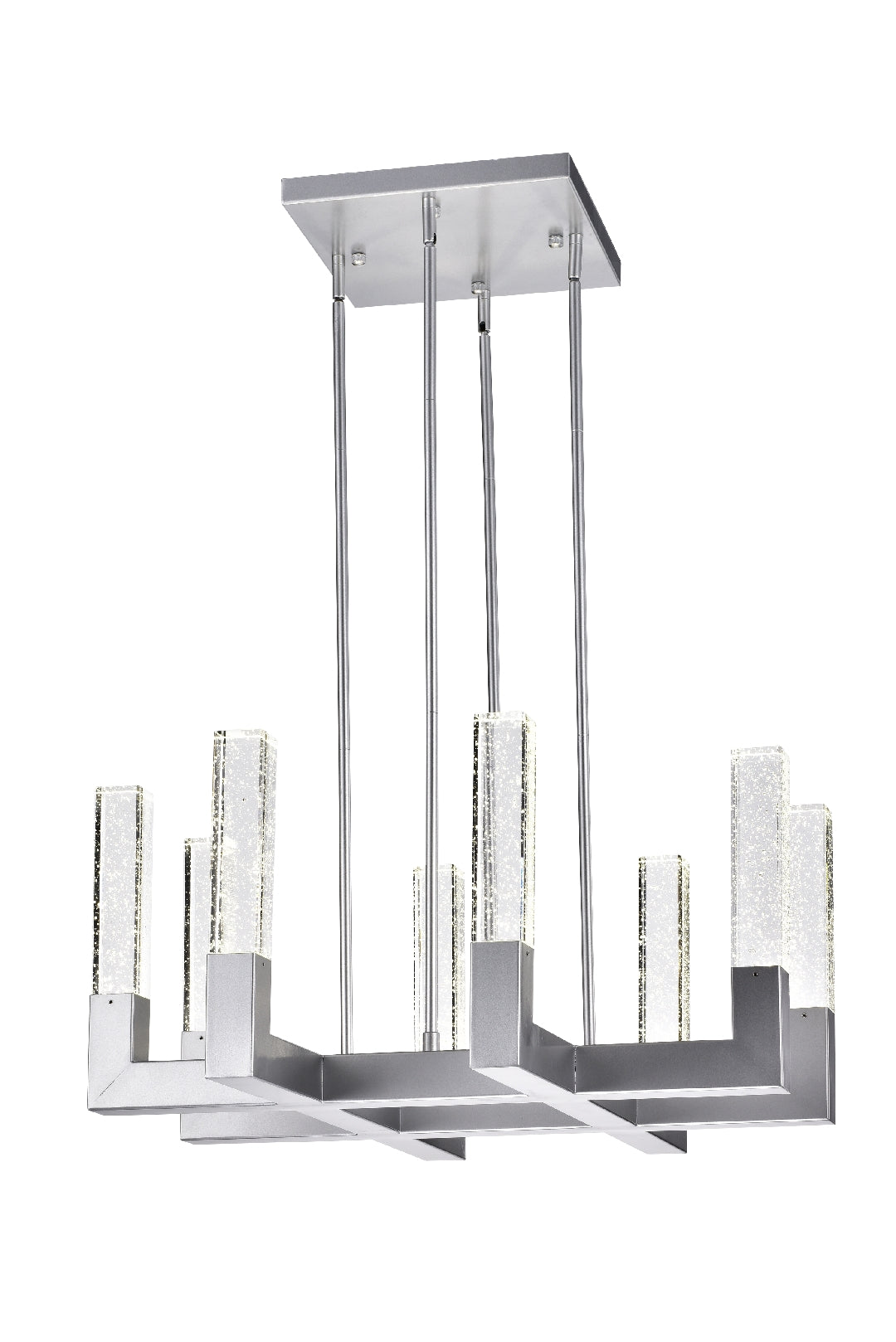 8 Light Square Crystal Dianyi LED Chandelier // Silver - Disselt Designs