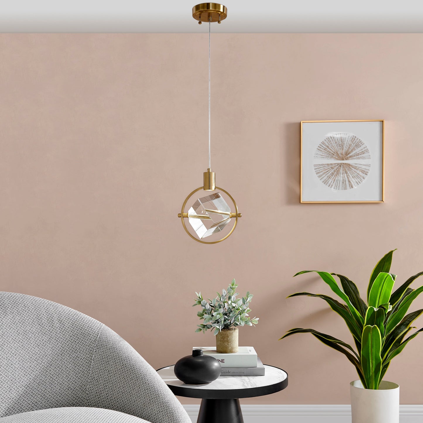 Hollywood Cube 1 Light Pendant // Gold - Disselt Designs
